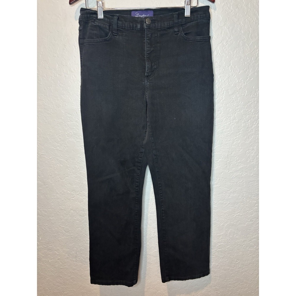 NYDJ Straight‎ Fit Jeans Womens Black Stretch Denim Lift x Tuck Technology, 12P
